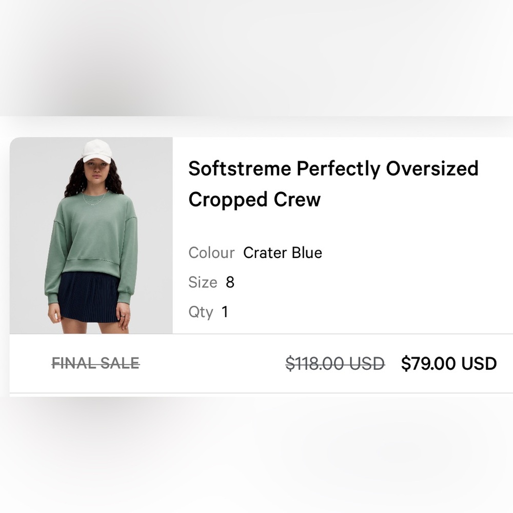Lululemon softstreme perfectly oversized cropped crew